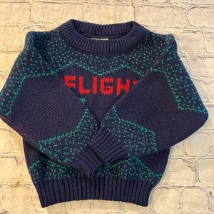 VINTAGE HOT FUDGE BABY/TODDLER FLIGHT CLUB AIRPLANE SWEATER NAVY/RED/GREEN
